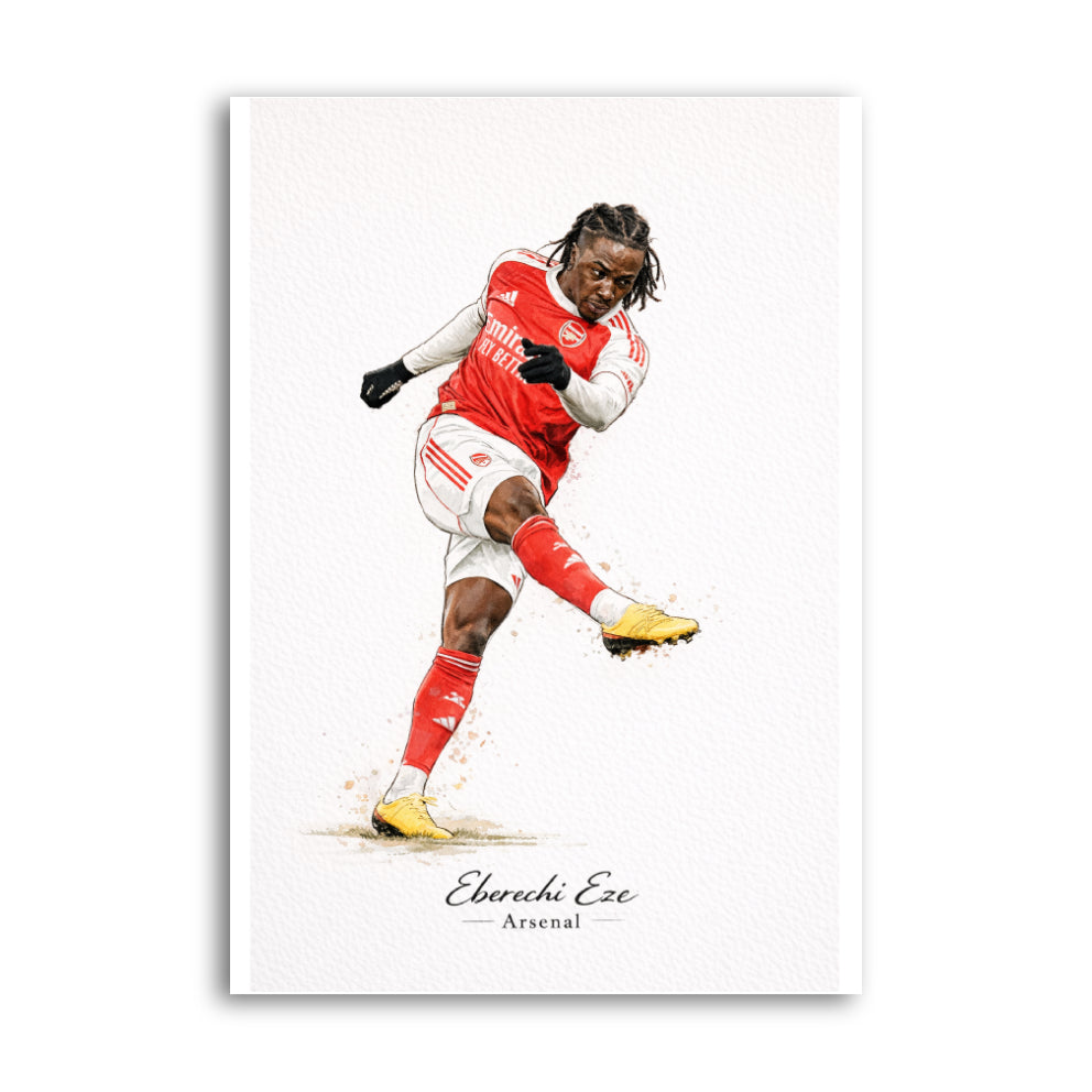 Eberechi Eze Arsenal shooting watercolour art print A4