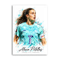 Watercolour-style football portrait in turquoise with Alexia Putellas and London City Lionesses lettering.