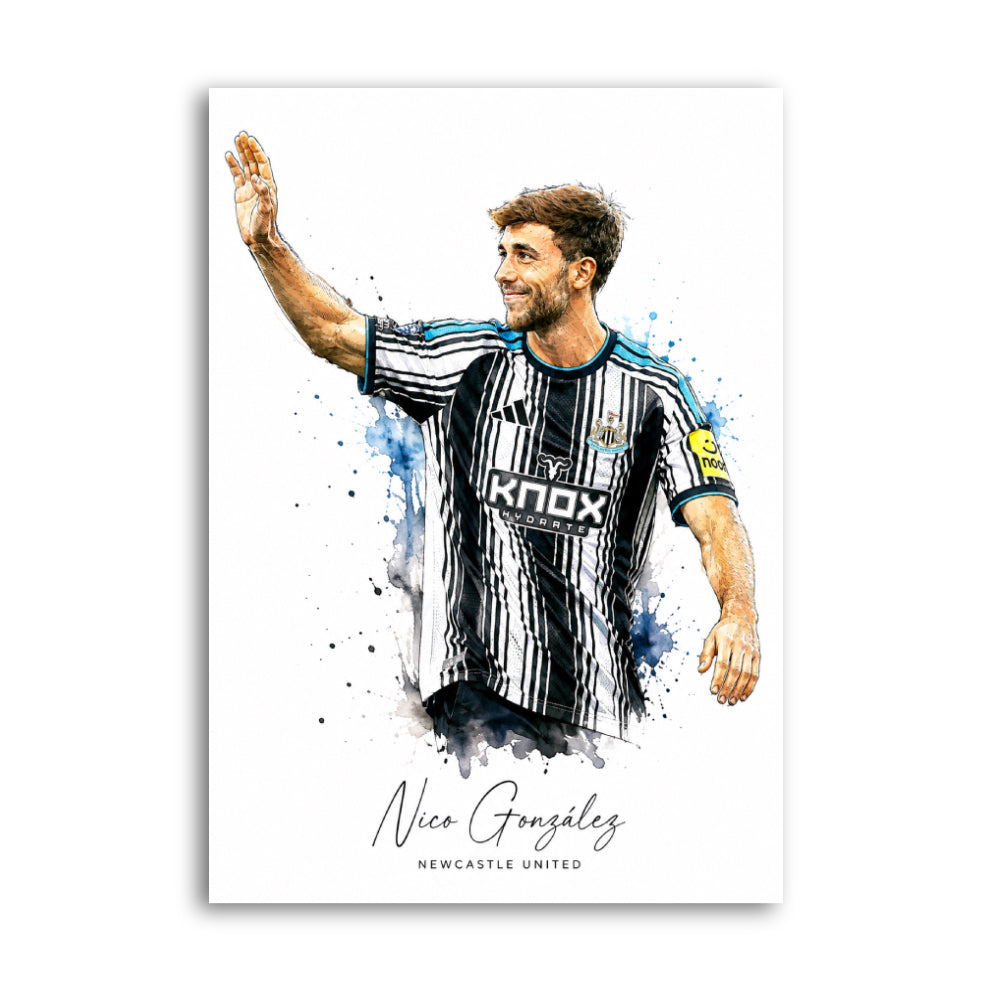 Nico González Newcastle United watercolour art print