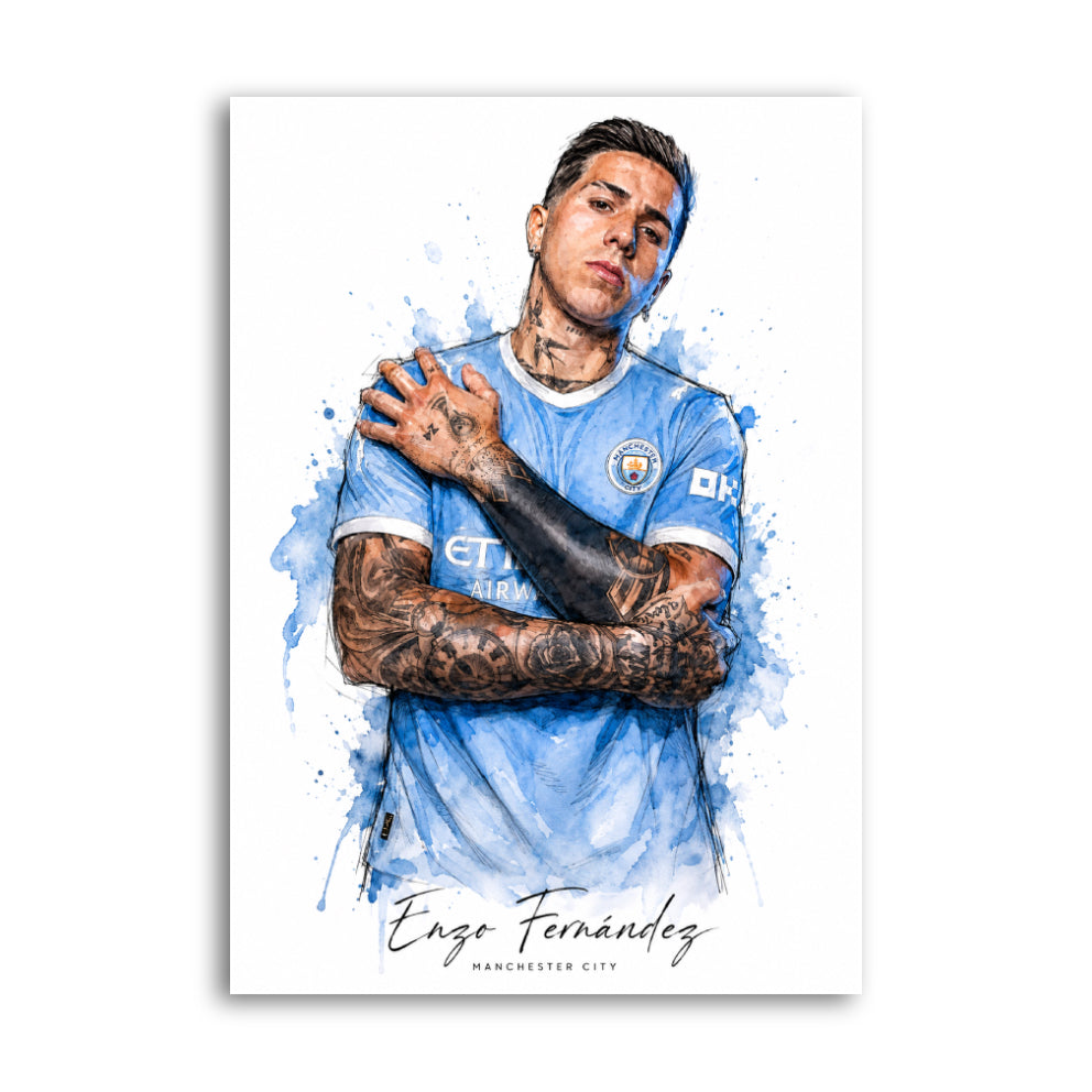 Enzo Fernández Manchester City watercolour art print