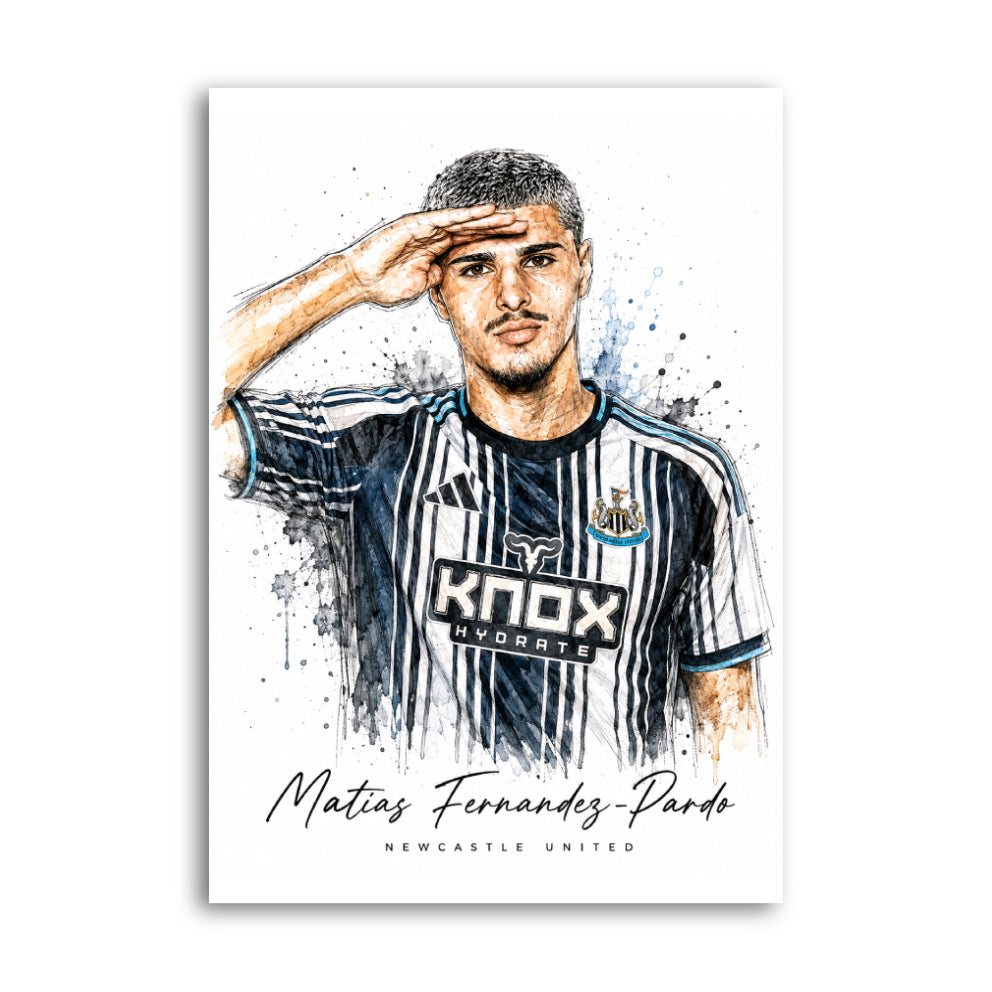 Matias Fernandez-Pardo Newcastle United watercolour art print
