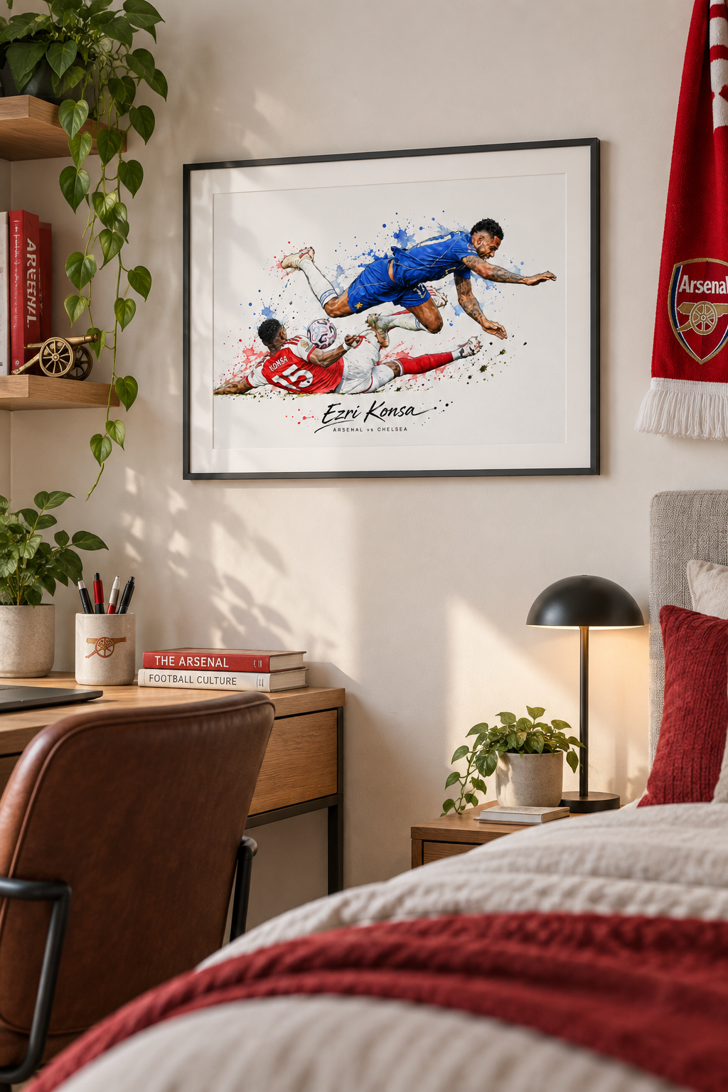 Ezri Konsa Arsenal vs Chelsea Print – Football Fan Gift – A4 Wall Art
