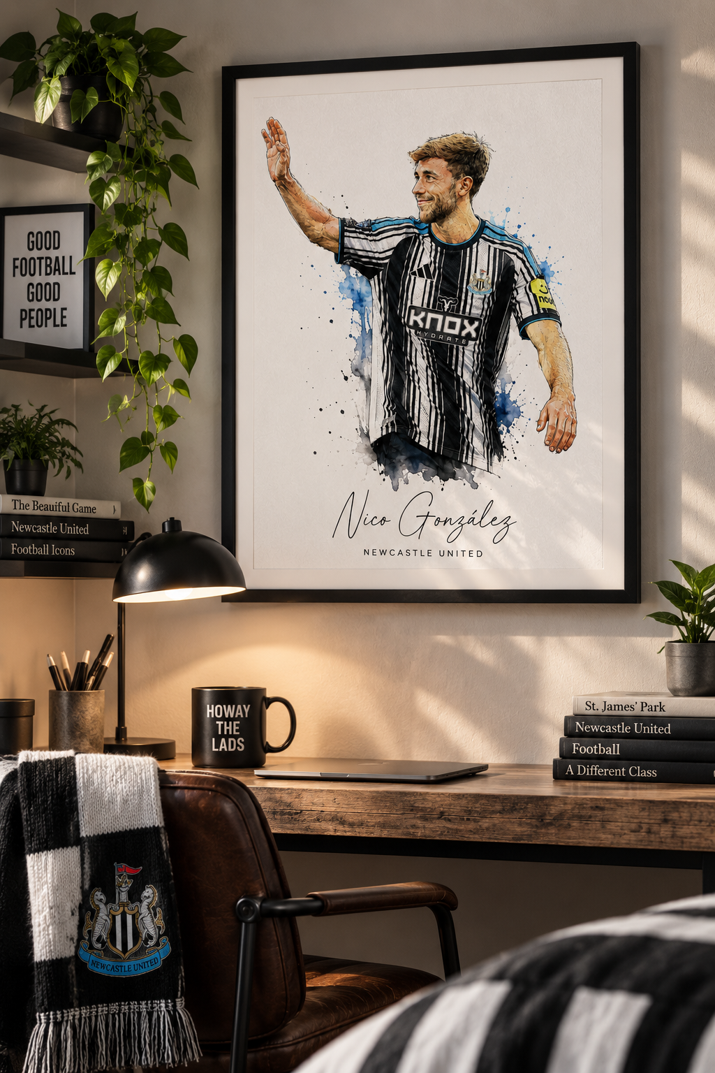 Nico González Newcastle United Print – Football Fan Gift – A4 Wall Art
