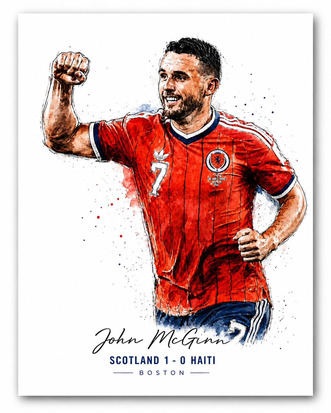 John McGinn Scotland 1-0 Haiti Boston A4 Football Art Print World Cup No Frame