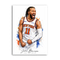 Watercolour-style print of Jalen Brunson celebrating for the New York Knicks