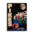 Pikes Ibiza neon pool at night poster with palm trees and summer music lineup
