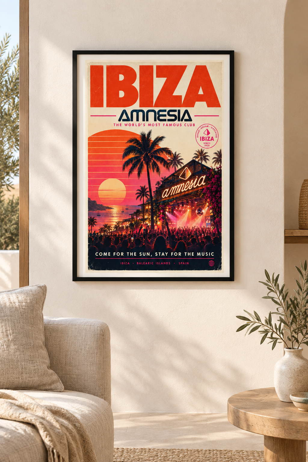 Amnesia Ibiza framed lifestyle mockup