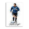 Roberto Baggio in an Inter Milan blue-and-black shirt with a ball in a football art print