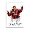 Roberto Baggio in an AC Milan red-and-black shirt in a football art print