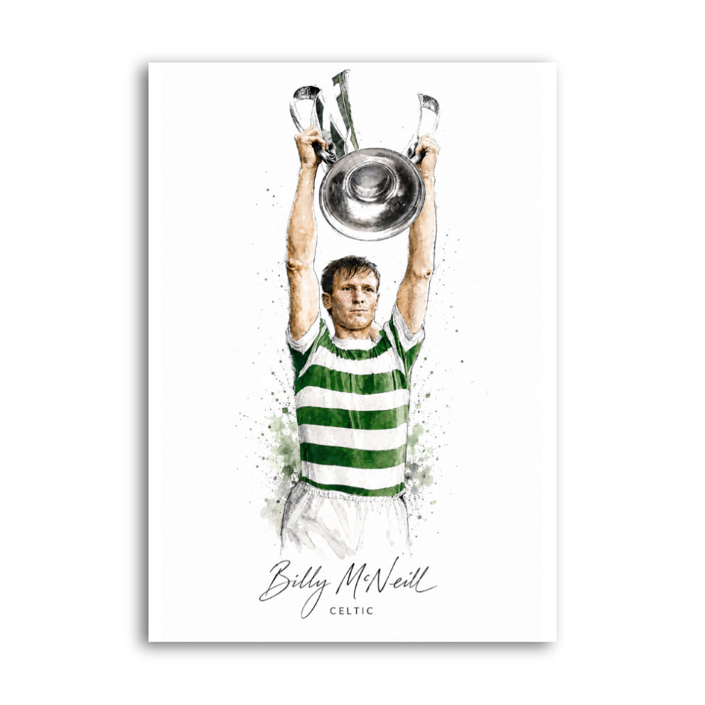 Billy McNeill Celtic legend watercolour art print A4