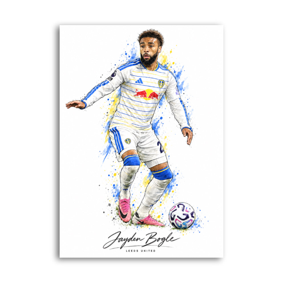 Illustrated Jayden Bogle Leeds United football poster