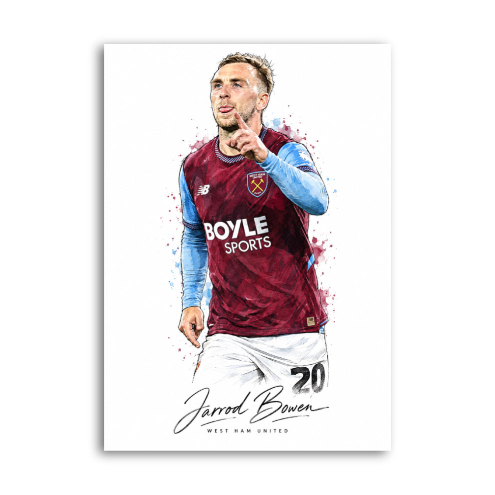 Illustrated Jarrod Bowen West Ham United football poster