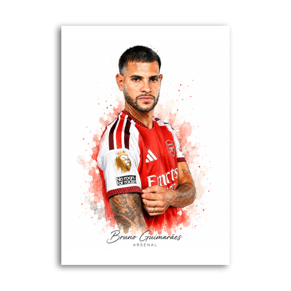 Bruno Guimarães Arsenal watercolour art print A4