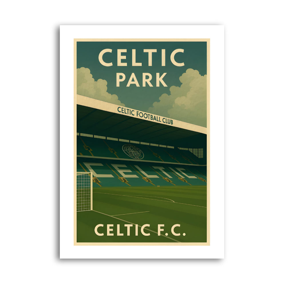 Celtic Park stadium watercolour art print A4
