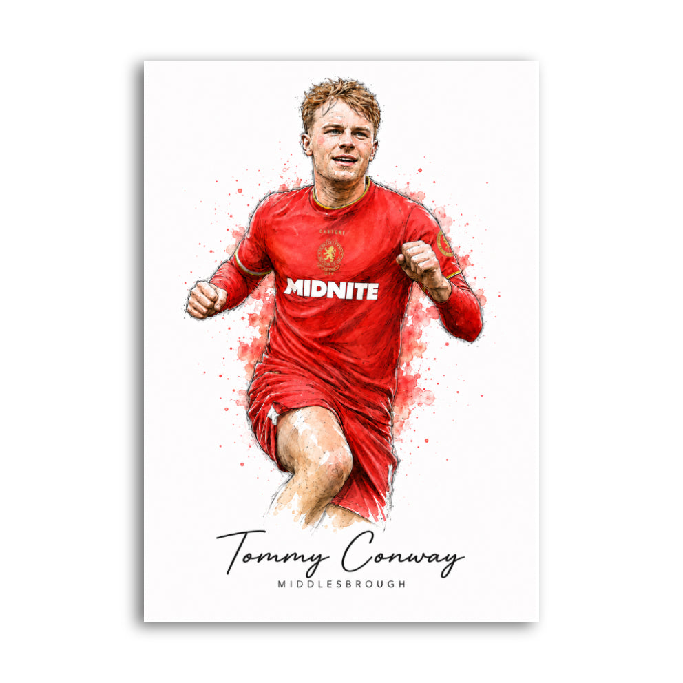 Tommy Conway Middlesbrough watercolour art print A4