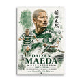 Daizen Maeda bicycle kick vs Rangers Celtic watercolour art print A4