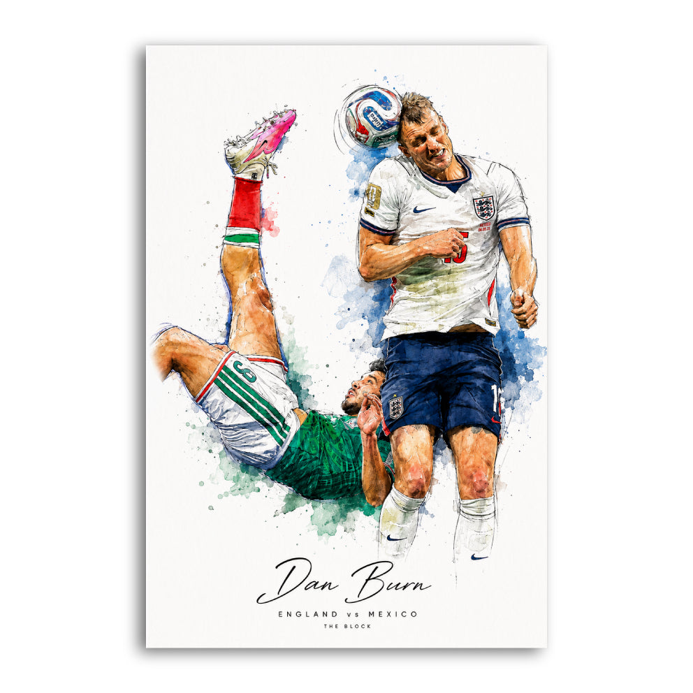 Dan Burn England Football Wall Art Print – “The Block” – A4 Unframed Poster