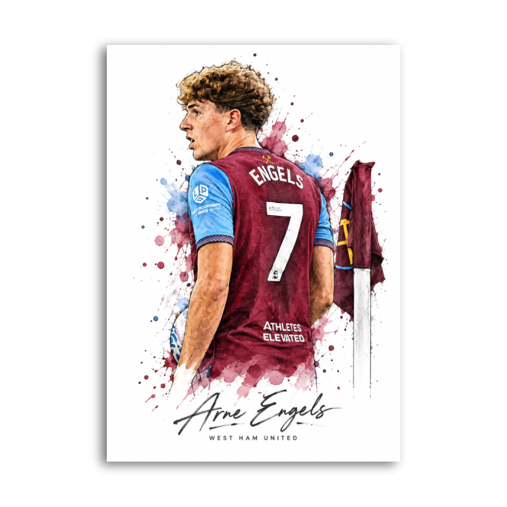 Illustrated Arne Engels West Ham United football poster