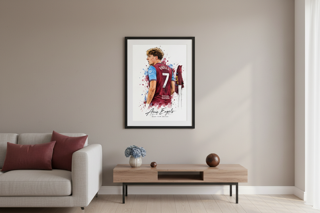 Framed Arne Engels West Ham United poster mockup