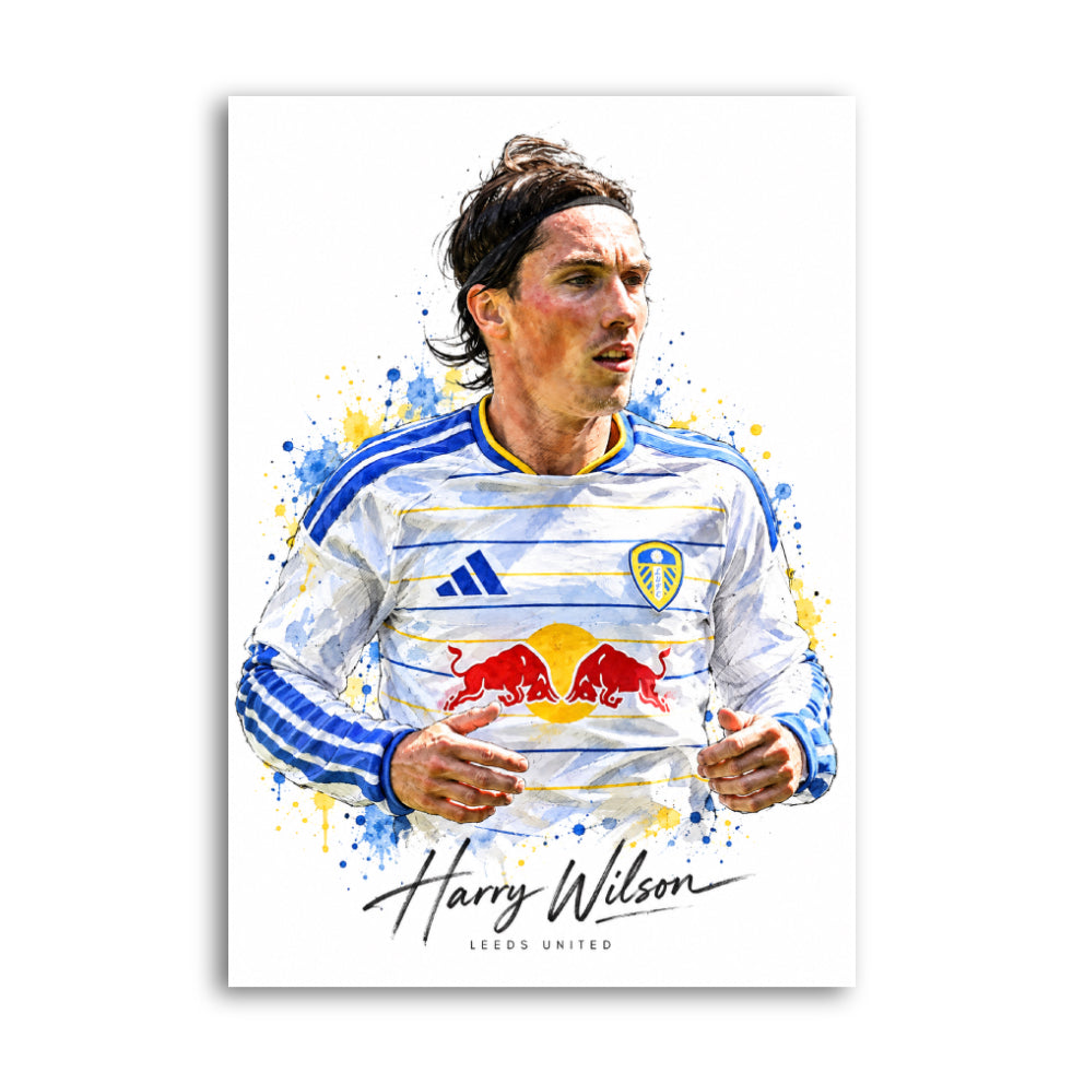 Illustrated Harry Wilson Leeds United football poster