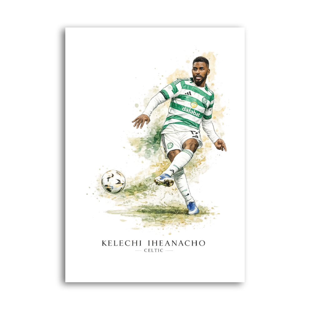 Kelechi Iheanacho Celtic watercolour art print A4