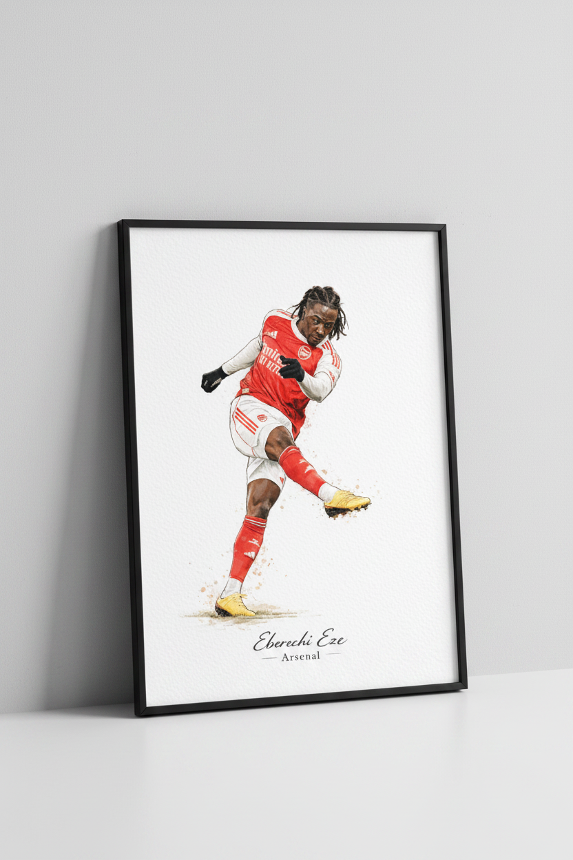 Eberechi Eze Arsenal shooting print in black frame close-up