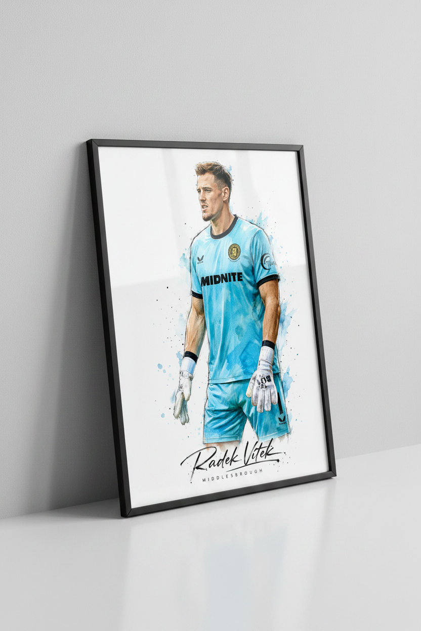 Radek Vitek Middlesbrough print in black frame close-up