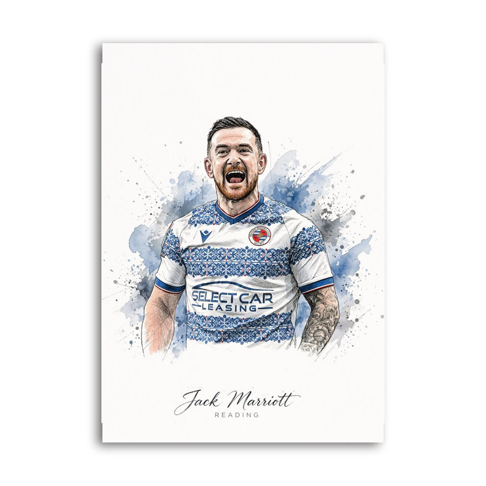 Jack Marriott Reading FC watercolour print