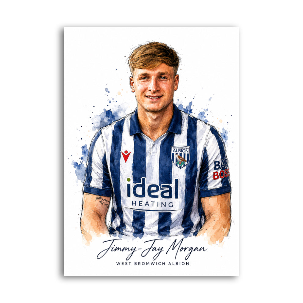 Jimmy-Jay Morgan West Bromwich Albion watercolour art print A4