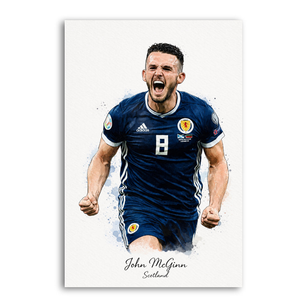 John McGinn Scotland Watercolour Style A4 Print