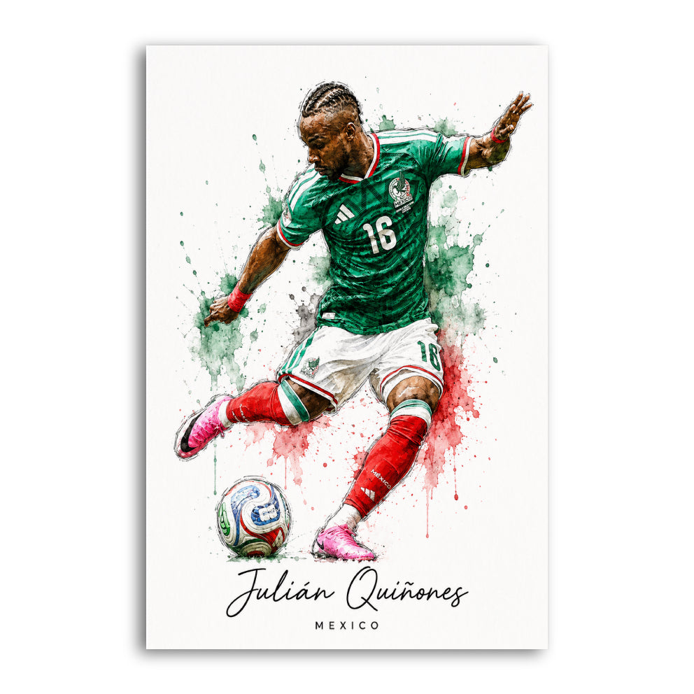 Julián Quiñones Mexico Watercolour Style A4 Print