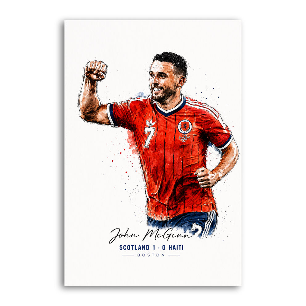 John McGinn Scotland vs Haiti Boston Print – Football Fan Gift – A4 Wall Art