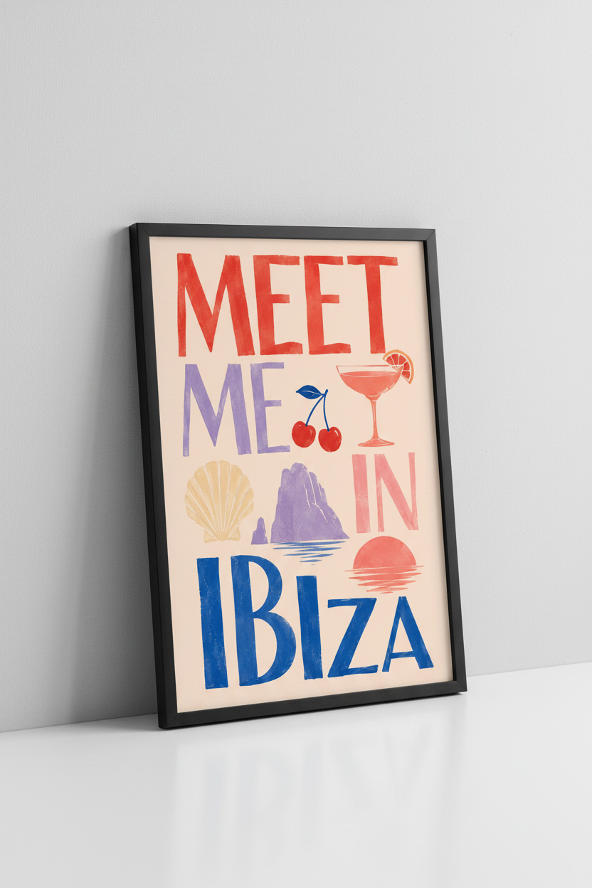Meet Me In Ibiza Framed Mock-up