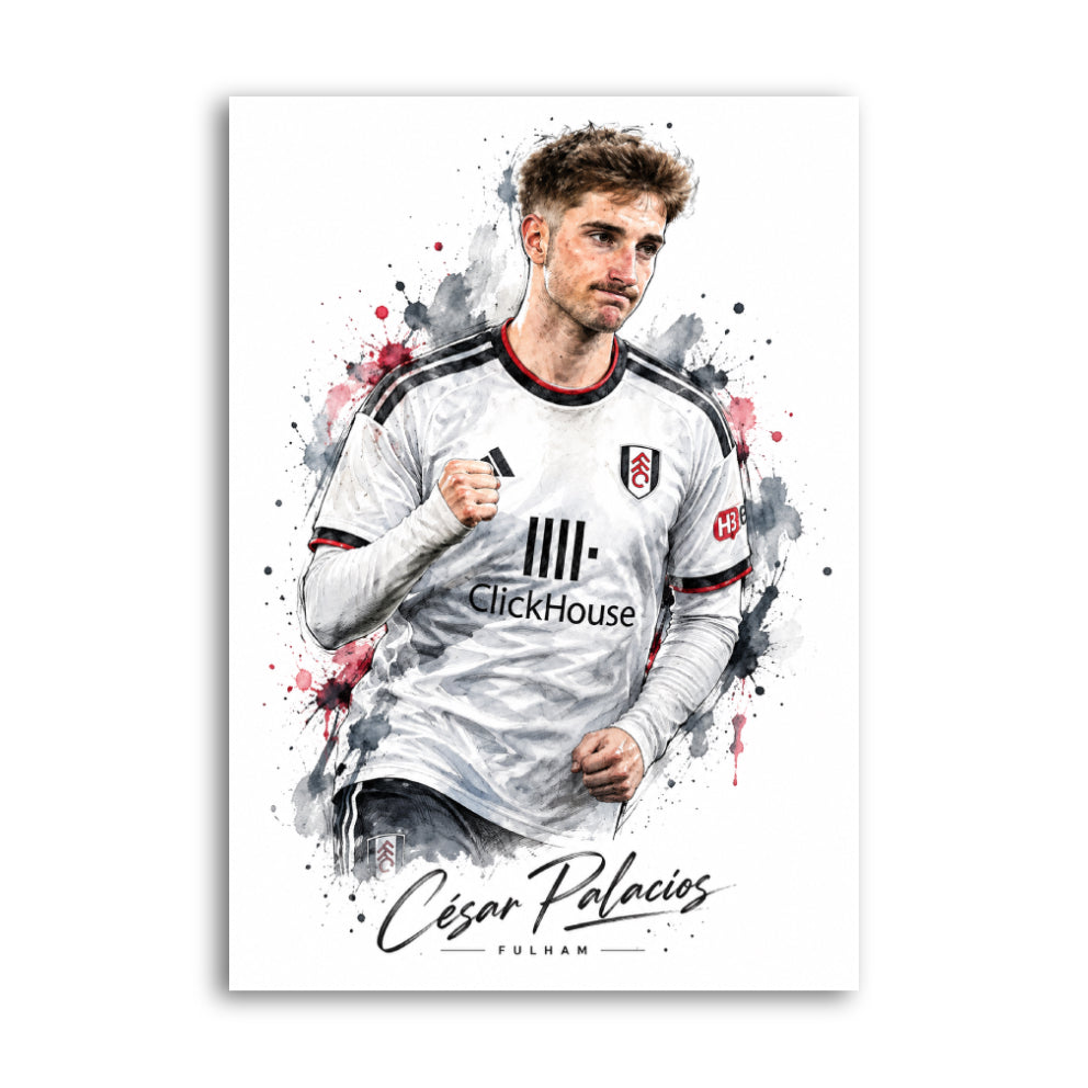 Illustrated César Palacios Fulham football poster