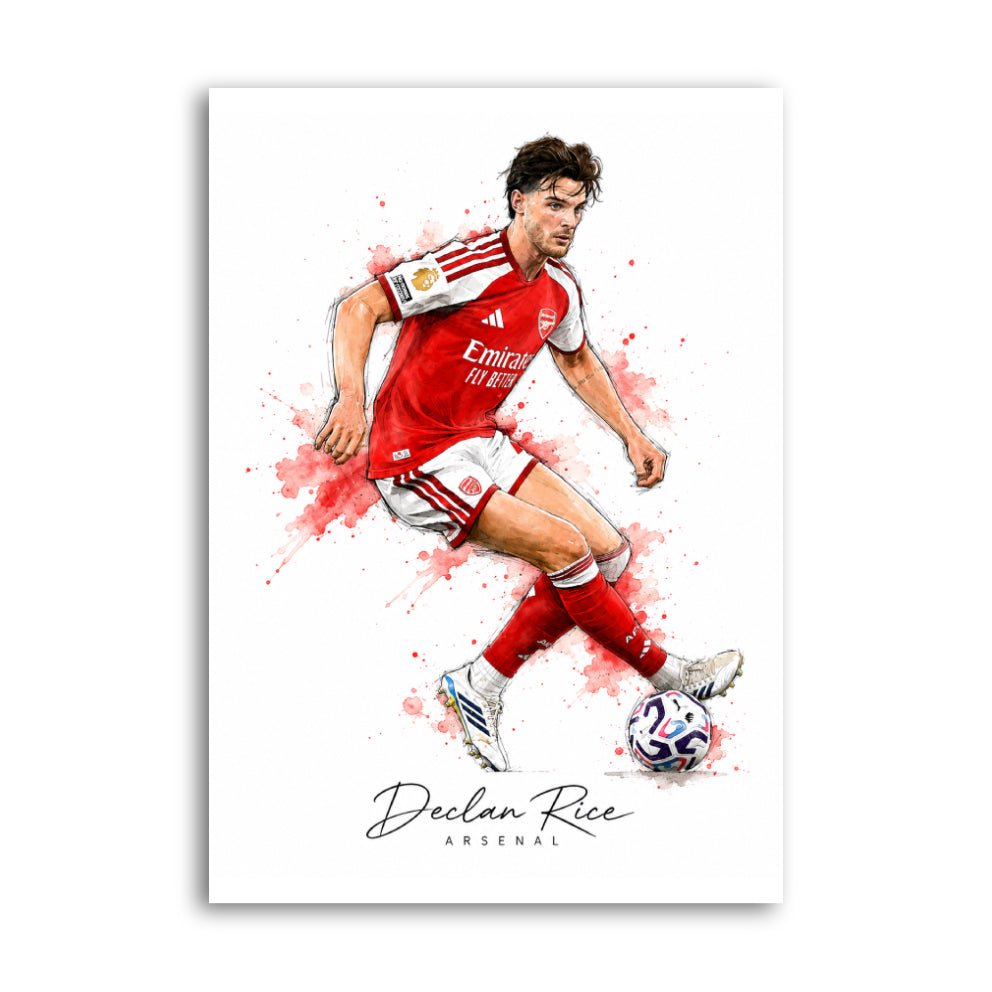 Declan Rice Arsenal watercolour art print A4