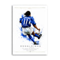 Ronaldinho in Brazil blue number 11 kit against England, 2002 World Cup artwork