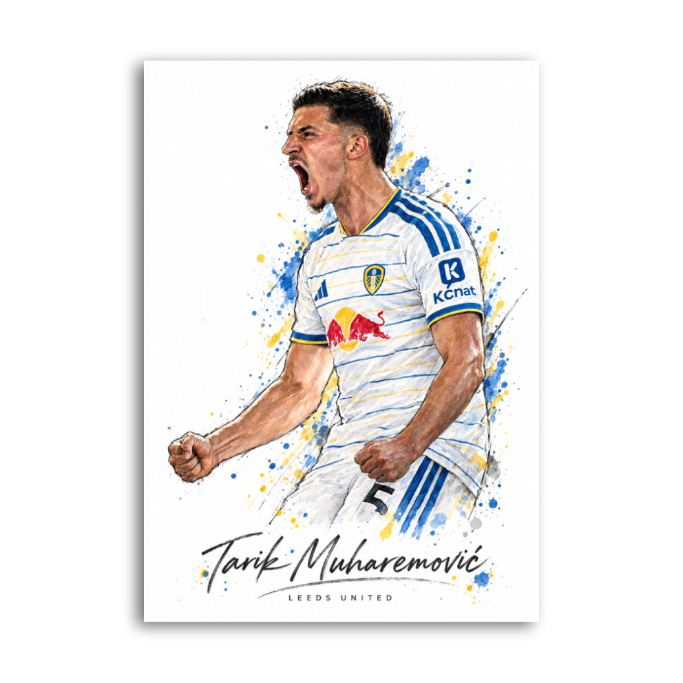 Illustrated Ethan Ampadu Leeds United football poster