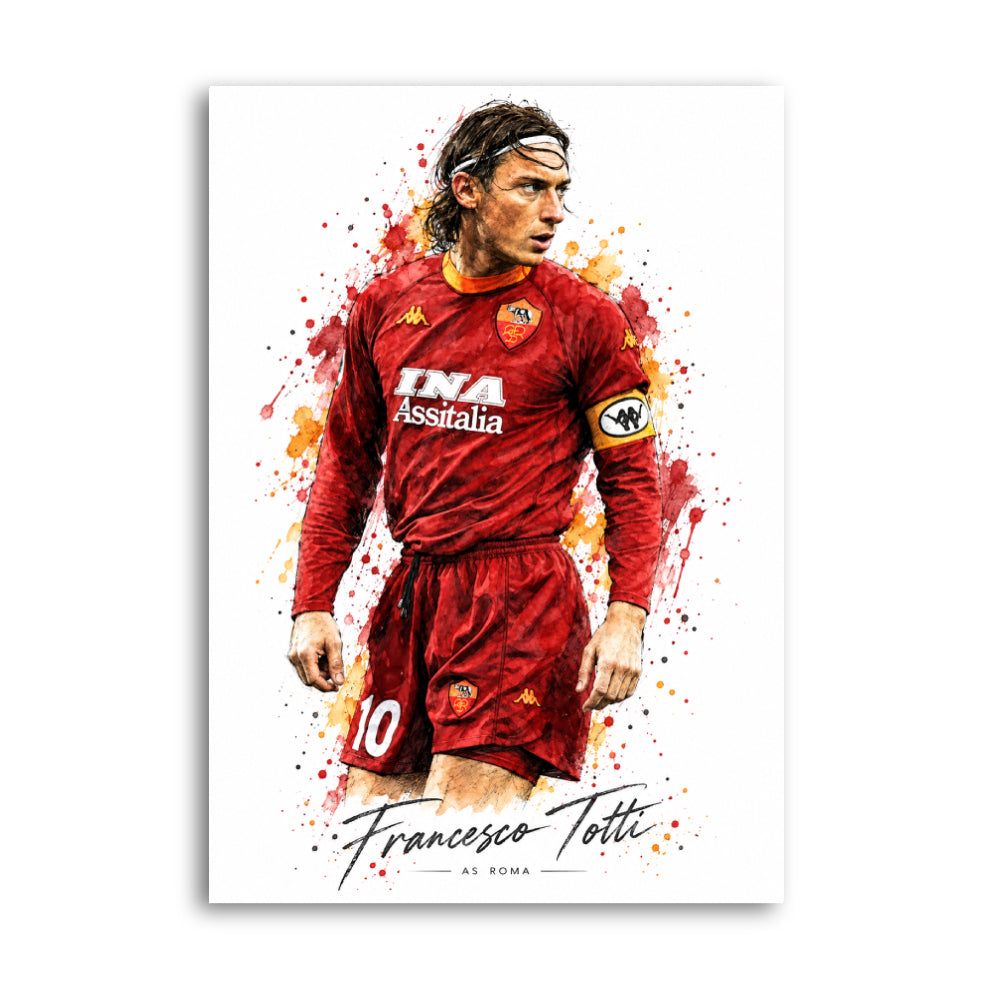 Francesco Totti in AS Roma number 10 red kit Italian football art print