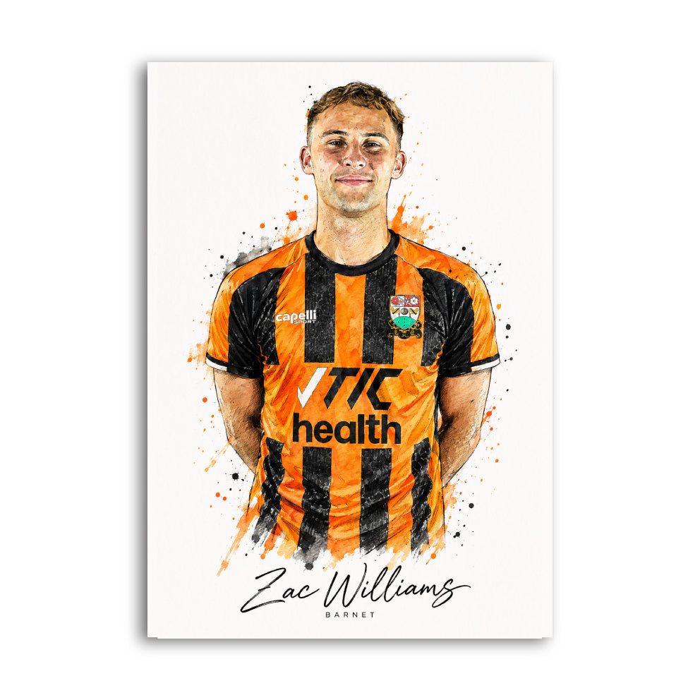 Zac Williams Barnet FC watercolour print